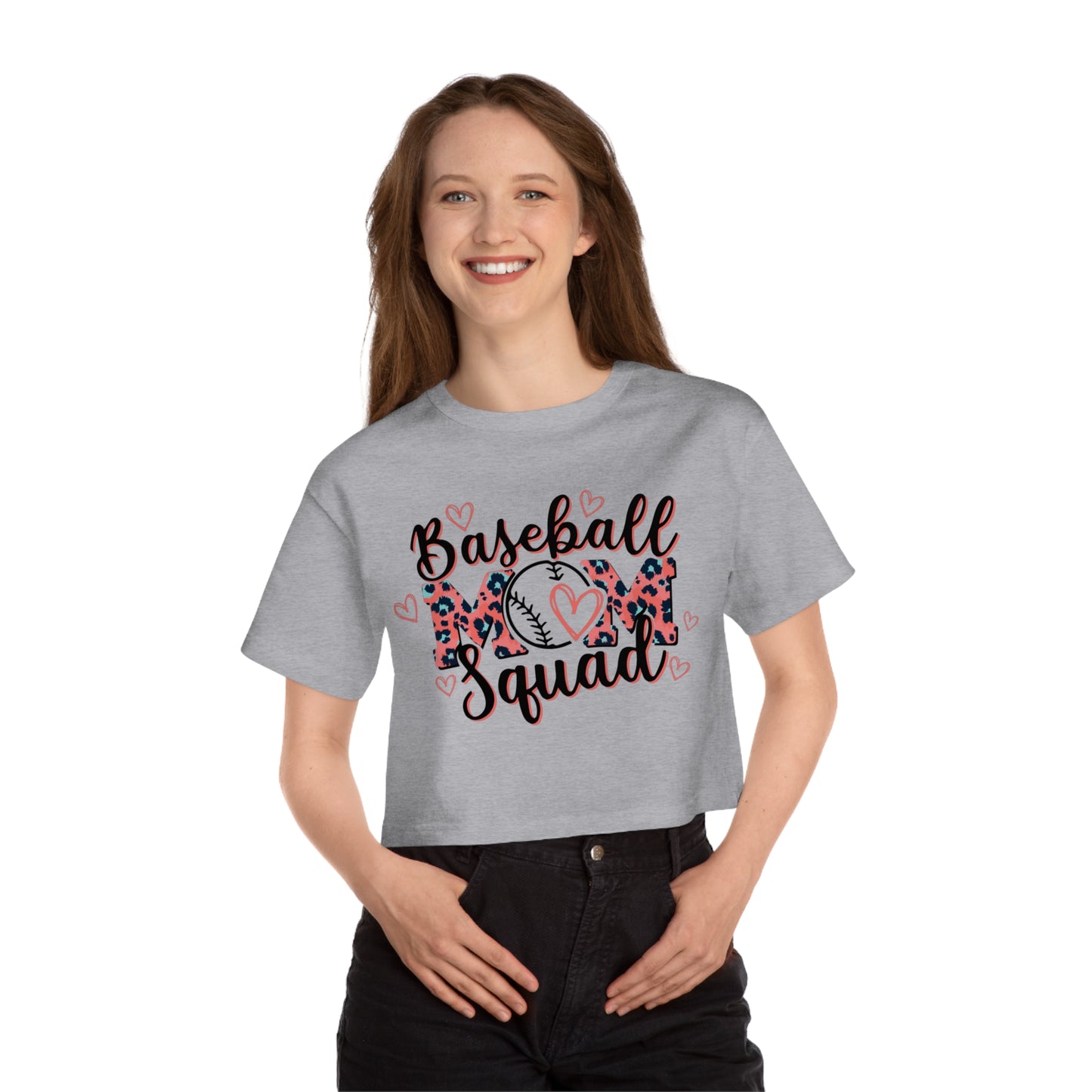 Baseball Mom Leopard Cropped T-Shirt