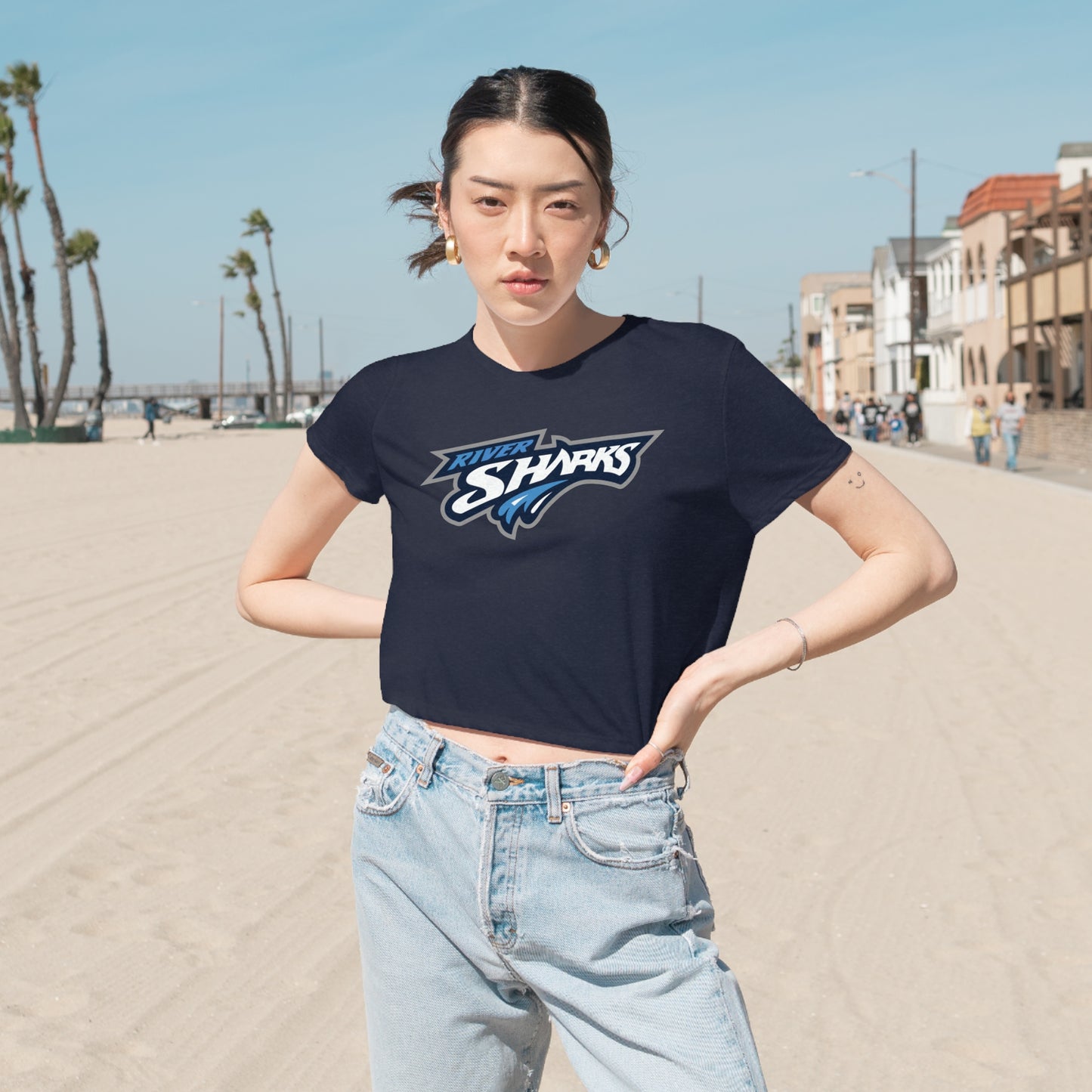 River Sharks "Logo" Women's Flowy Cropped Tee