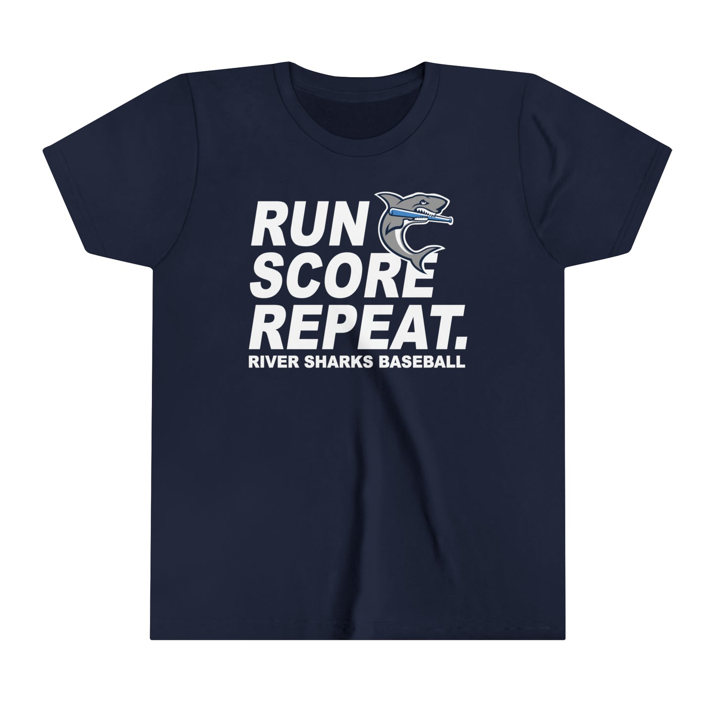 River Sharks "Run, Score, Repeat"  Youth Short Sleeve Tee