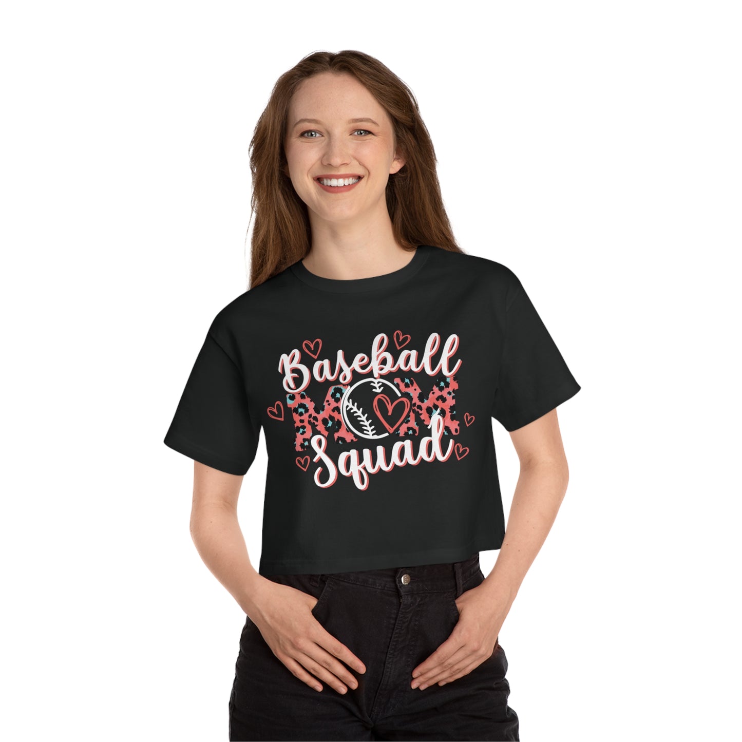 Baseball Mom Leopard Cropped T-Shirt