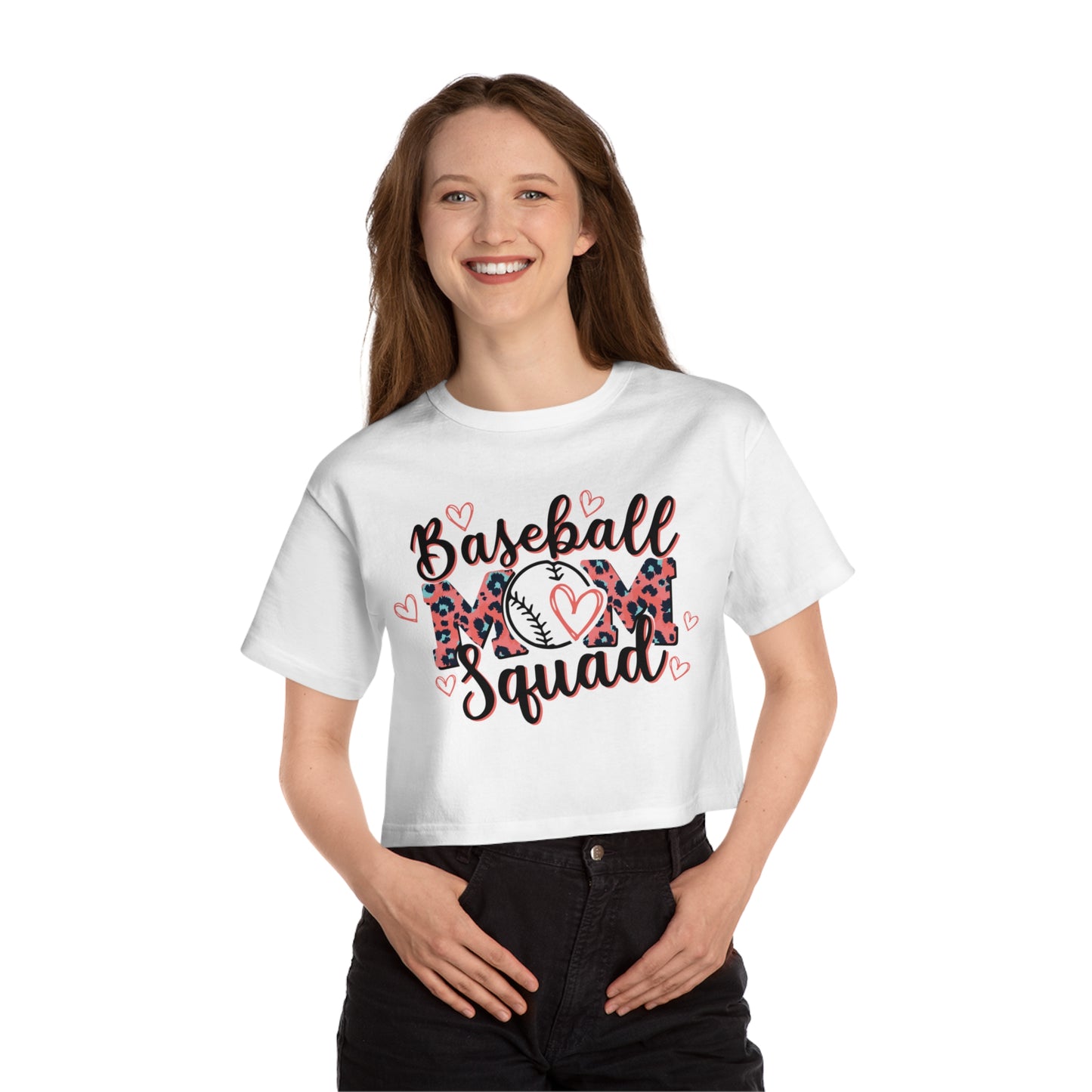 Baseball Mom Leopard Cropped T-Shirt