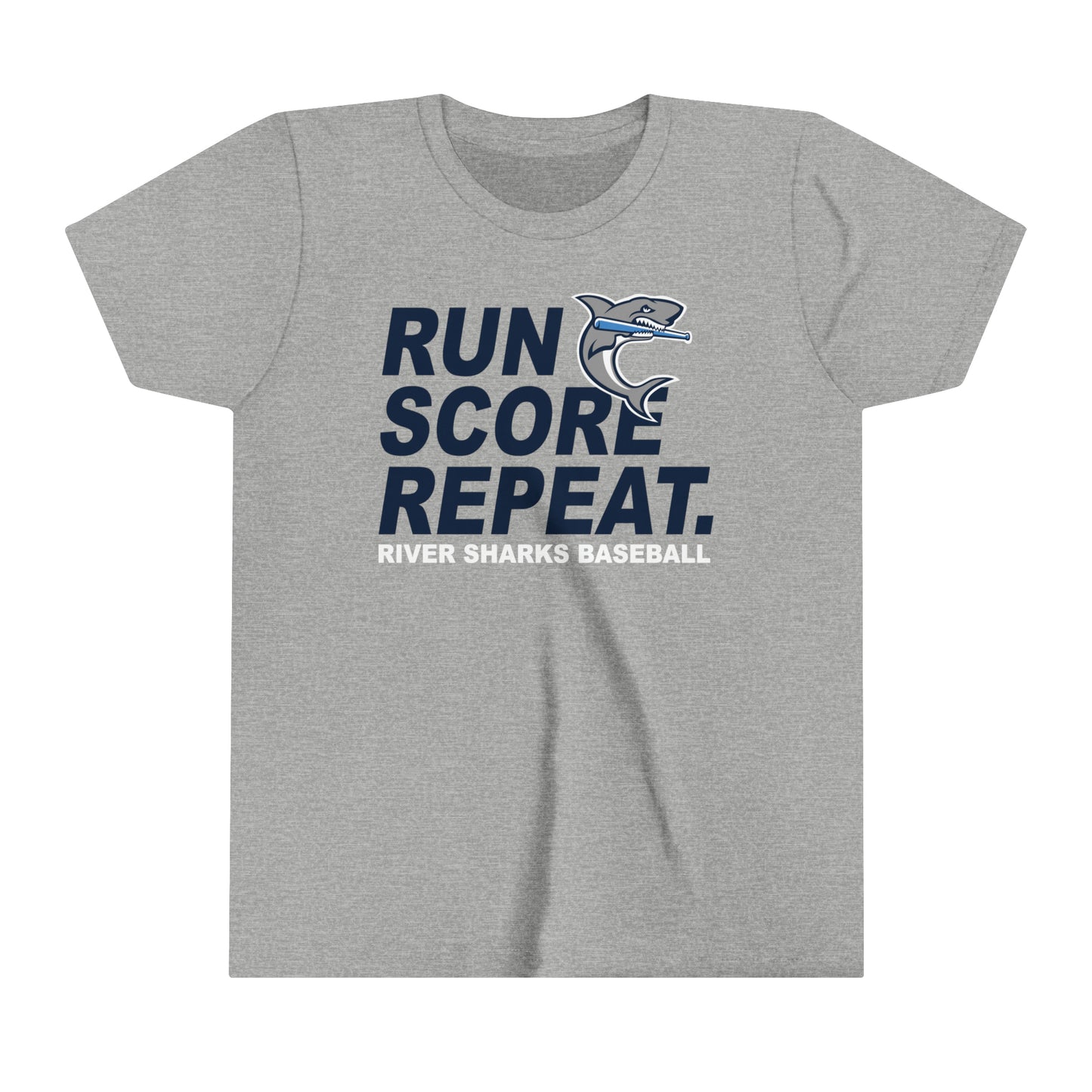 River Sharks "Run, Score, Repeat"  Youth Short Sleeve Tee